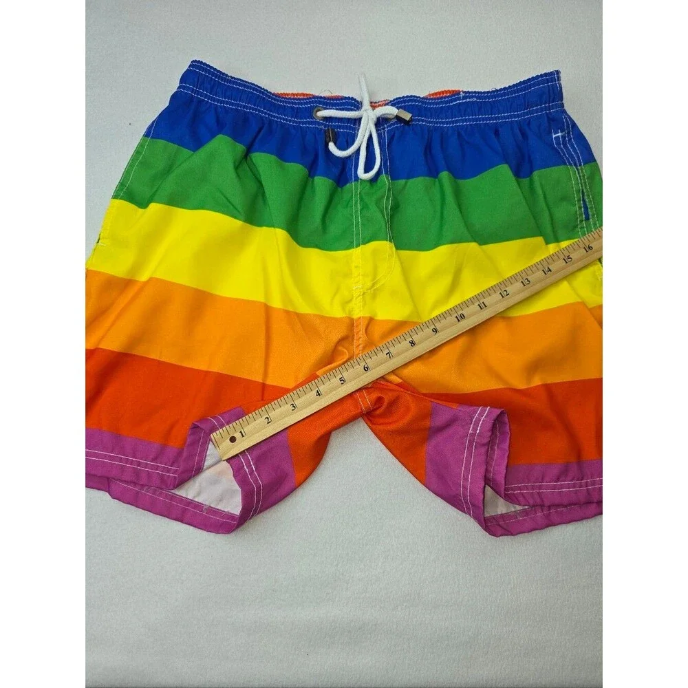 Exist Swim Men's Rainbow Striped Swim Trunks Size XL Pride Gay NWOT B-3872
